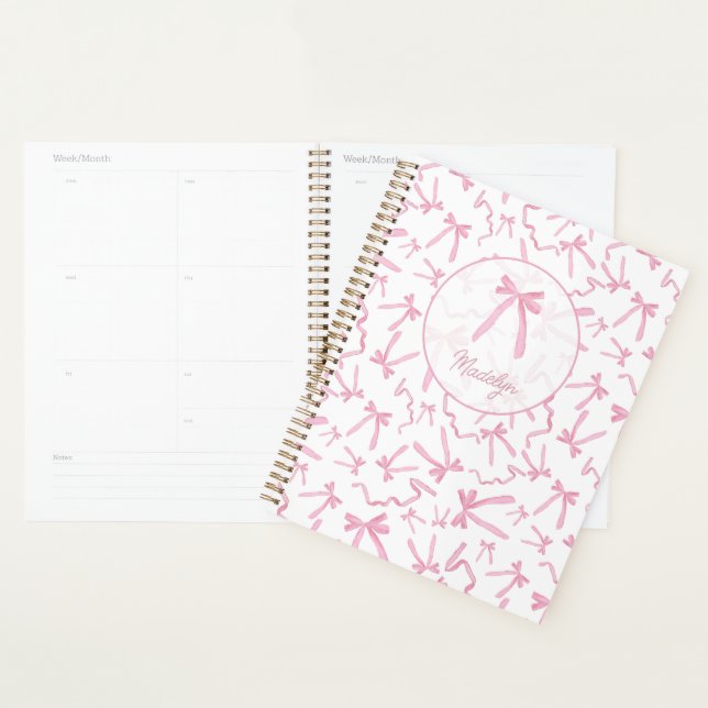 Agenda Patrón de cinta de coqueta rosa Rubor personalizad (Demostración)
