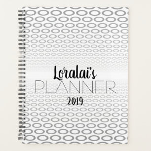 Agenda Patrón de círculo gris, negro y blanco
