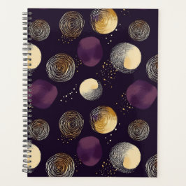 Agenda Patrón de círculos abstractos boho de oro púrpura