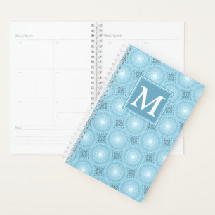 Agenda Patrón de círculos azules de ángel de monograma