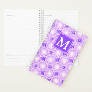 Agenda Patrón de círculos púrpura de monograma