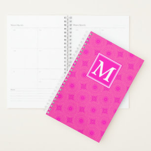 Agenda Patrón de círculos rosados calientes de monograma