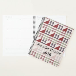 Agenda Patrón de colcha geométrica rosa polvoriento