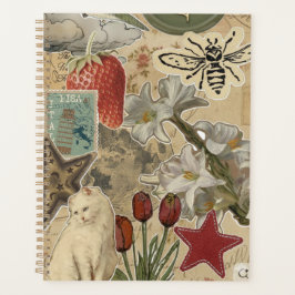 Agenda Patrón de Collage Floral de Gato – Diseño Artístic