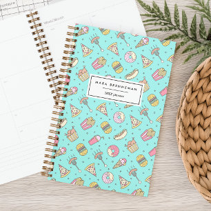 Agenda Patrón de comida chatarra en Aqua Personalizado