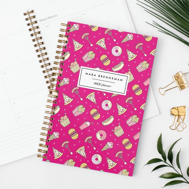 Agenda Patrón de comida chatarra en rosa | Personalizado (Subido por el creador)