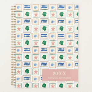 Agenda Patrón de conchas personalizado moderno boho