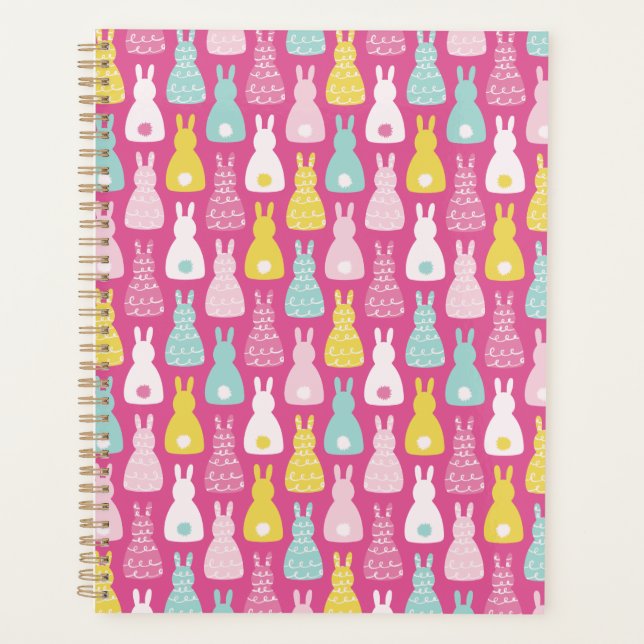Agenda Patrón de conejo conejo conejo conejo rosa (Anverso)