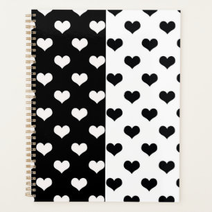 Agenda Patrón de corazón de amor blanco negro
