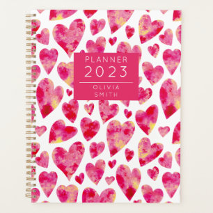 Agenda Patrón de corazón de amor colorido personalizado