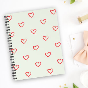 Agenda Patrón de corazón rojo, lindo, amor