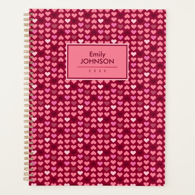 Agenda Patrón de Corazón Rosa  (Anverso)