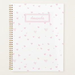 Agenda Patrón de corazón rosa romántico y femenino de acu