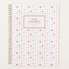 Agenda Patrón de Corazón Rosa Rubor Femenino