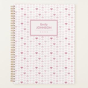 Agenda Patrón de Corazón Rosa Rubor Femenino