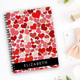 Agenda Patrón De Corazones, Corazones Rojos, Amor, Tu Nom