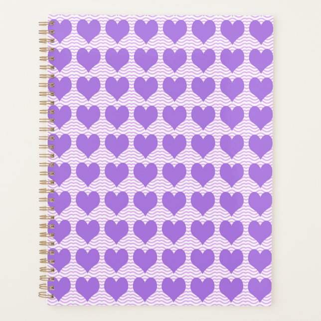 Agenda Patrón de corazones morados (Anverso)
