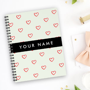 Agenda Patrón de corazones rojos, amor, tu nombre, person