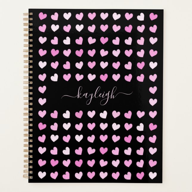 Agenda Patrón de corazones rosados (Anverso)