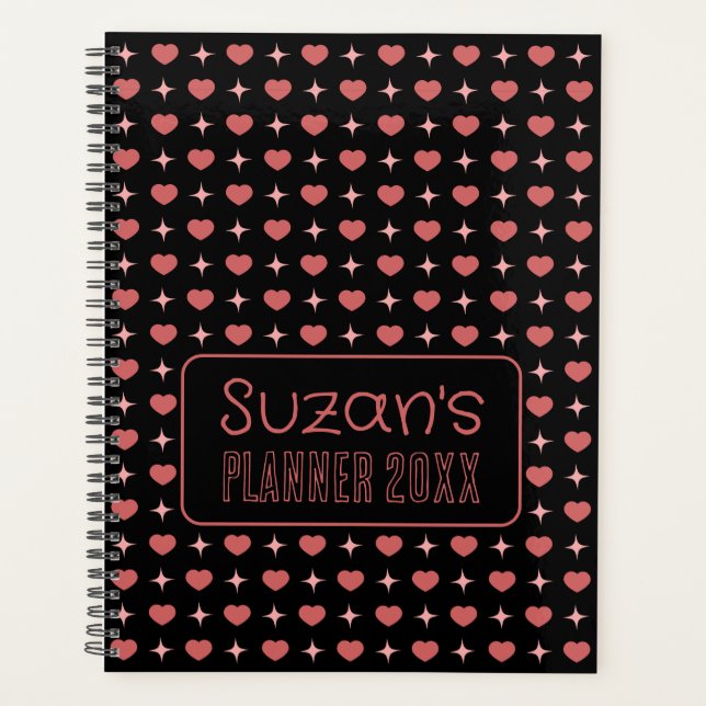 Agenda Patrón De Corazones Y Espuelas Personalizado (Anverso)