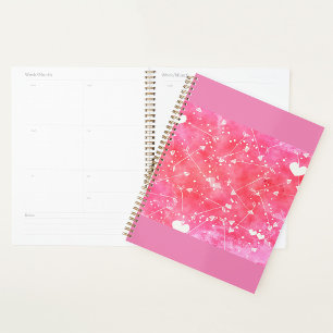 Agenda Patrón de Corazones y Flechas Rosa de Color de Agu