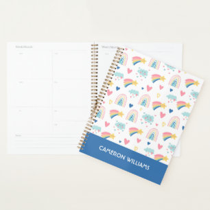 Agenda Patrón de corazones y nubes de arco iris