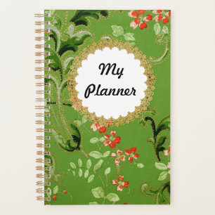 Agenda Patrón de cosecha de floral verde Planeador person