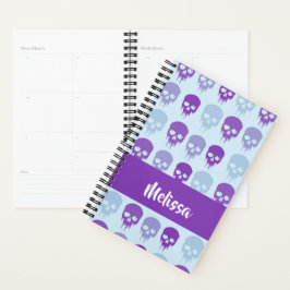 Agenda Patrón de cráneo morado y azul