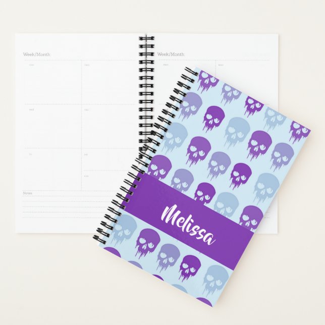 Agenda Patrón de cráneo morado y azul (Demostración)