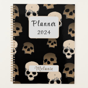 Agenda Patrón de cráneos espeluznantes Efecto 3D Fondo ne