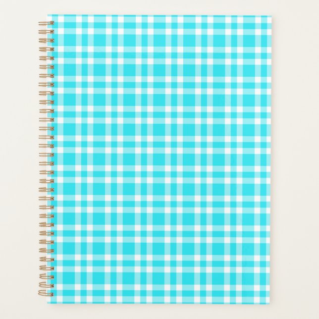 Agenda Patrón de Cuadros Azul Blanco (Anverso)