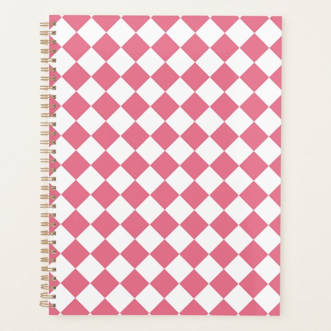 Agenda Patrón de cuadros de diamante rosa blanco (Anverso)