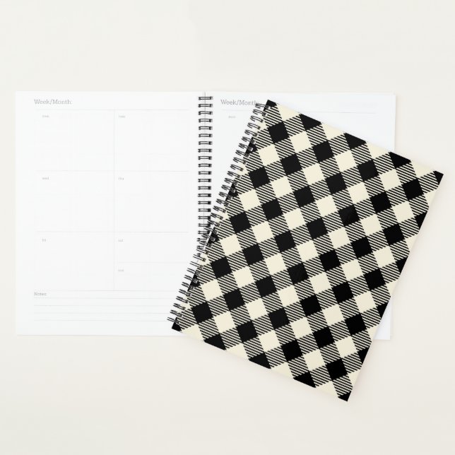 Agenda Patrón de cuadros escoceses gingham diagonal negro (Demostración)