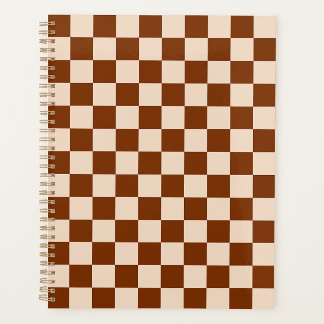 Agenda Patrón de cuadros marrones y beige óxido (Anverso)