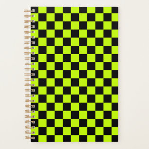 Agenda Patrón de cuadros verde ácido y negro
