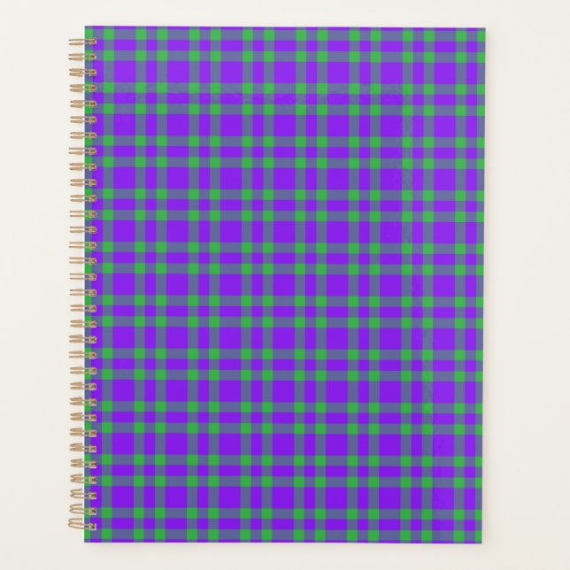Agenda Patrón de Cuadros Verde Púrpura (Anverso)