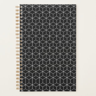 Agenda Patrón de cubo geométrico blanco y negro