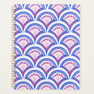 Agenda patrón de damasco floral azul