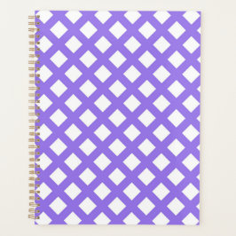 Agenda Patrón de diamante de cuadros blancos y púrpura