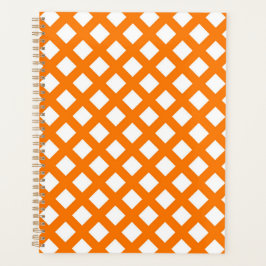 Agenda Patrón de diamante de cuadros naranja blanco