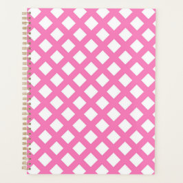 Agenda Patrón de diamante de cuadros rosados y blancos