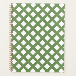 Agenda Patrón de diamante de cuadros verdes y blancos