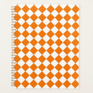 Agenda Patrón de diamante del verificador blanco naranja