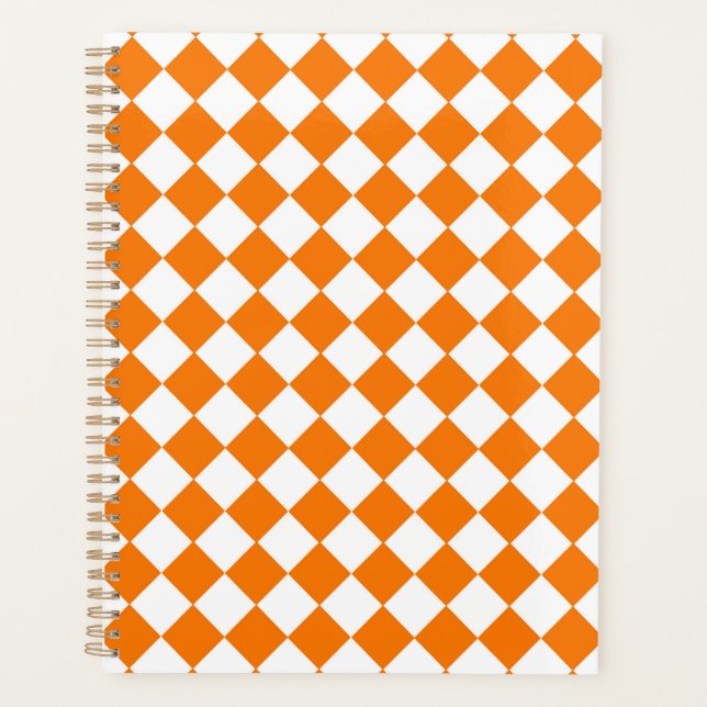 Agenda Patrón de diamante del verificador blanco naranja (Anverso)