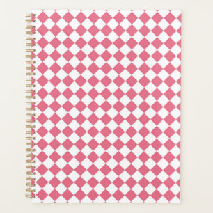 Agenda Patrón de diamante del verificador blanco rosa