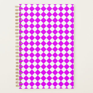 Agenda Patrón de diamante del verificador blanco rosa