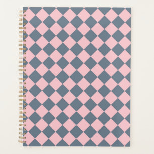 Agenda Patrón de diamante del verificador gris rosado