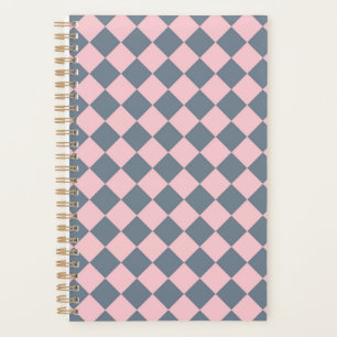 Agenda Patrón de diamante del verificador gris rosado