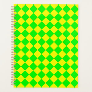 Agenda Patrón de diamante del verificador verde amarillo