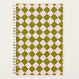 Agenda Patrón de diamante del verificador verde rosa